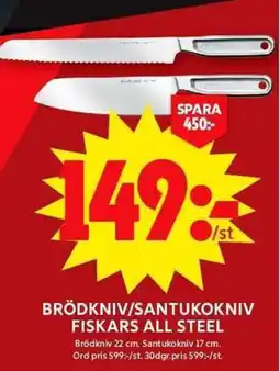ICA Maxi Brödkniv/santukokniv fiskars all steel erbjuda