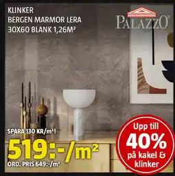 Bauhaus Klinker Bergen marmor lera 30x60 blank 1,26m² erbjuda