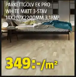 Bauhaus Parkettgolv ek pro white matt 3-stav 14x207x2200mm 3,18m² erbjuda