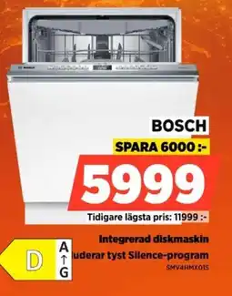 Power BOSCH Integrerad diskmaskin SMV4HMX01S erbjuda