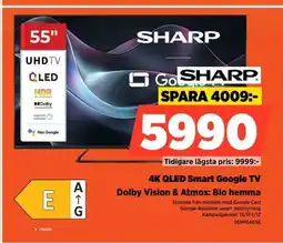 Power SHARP 4K QLED Smart Google TV 55HP6465E erbjuda