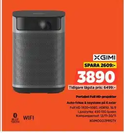 Power XGIMI Portabel Full HD-projektor XGIMOGO2PRGTV erbjuda