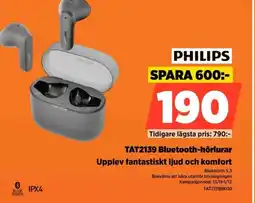 Power PHILIPS TAT2139 Bluetooth-hörlurar TAT2139BK00 erbjuda