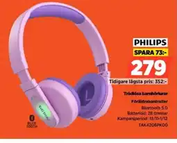 Power PHILIPS Trådlösa barnhörlurar TAK4206PKOO erbjuda