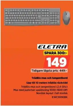 Power ELETRA Trådlös mus och tangentbord EWC3000BK erbjuda