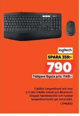Power Logitech Trådlöst tangentbord och mus LTMK850 erbjuda