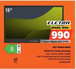 Power ELETRA 15,6" bärbar skärm ENANOX156 erbjuda