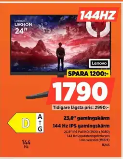 Power Lenovo 23,8" gamingskärm R24S erbjuda