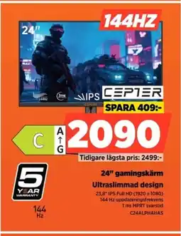 Power CEPTER 24" gamingskärm C24ALPHAHAS erbjuda