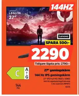 Power Lenovo 27" gamingskärm R27S erbjuda