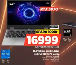Power Lenovo 15,6" bärbar gamingdator 83JE00D9MX erbjuda