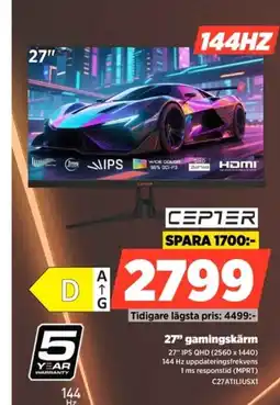 Power CEPTER 27" gamingskärm C27ATILIUSX1 erbjuda