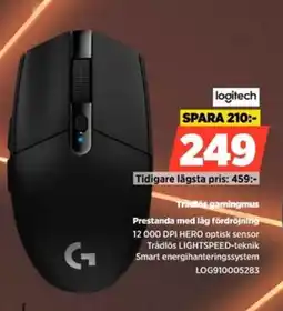 Power Logitech Tradlos gamingmus LOG910005283 erbjuda