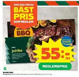 Coop SPARE RIBS, Medlemspris erbjuda