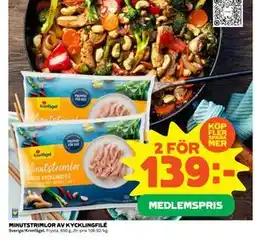 Coop MINUTSTRIMLOR AV KYCKLINGFILÉ, Medlemspris erbjuda