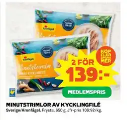 Coop MINUTSTRIMLOR AV KYCKLINGFILÉ, Medlemspris erbjuda
