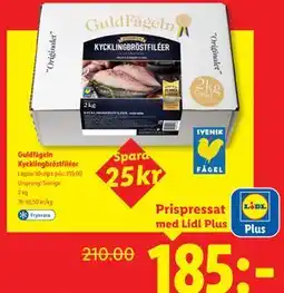 Lidl Guldfågeln Kycklingbröstfiléer, Pris i appen erbjuda