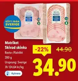 Lidl Matriket Skivad skinka, SEK 34.9 erbjuda