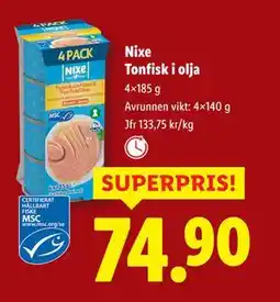 Lidl Nixe Tonfisk i olja, SEK 74.9 erbjuda