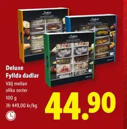 Lidl Deluxe Fyllda dadlar, SEK 44.9 erbjuda