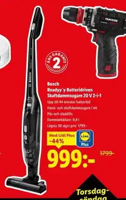Lidl Bosch Readyy`y Batteridriven Skaftdammsugare 20 V 2-i-1, Pris i appen erbjuda