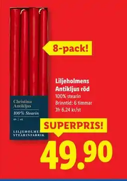 Lidl Liljeholmens Antikljus röd, SEK 49.9 erbjuda
