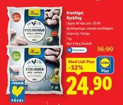 Lidl Kronfågel Kyckling, Pris i appen erbjuda