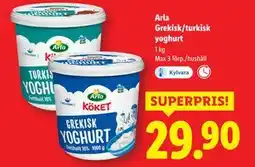 Lidl Arla Grekisk/turkisk yoghurt, SEK 29.9 erbjuda