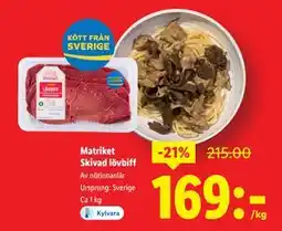 Lidl Matriket Skivad lövbiff, SEK 169 erbjuda