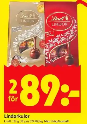 ICA Kvantum Lindorkulor erbjuda