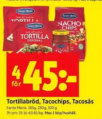 Tortillabröd, Tacochips, Tacosås