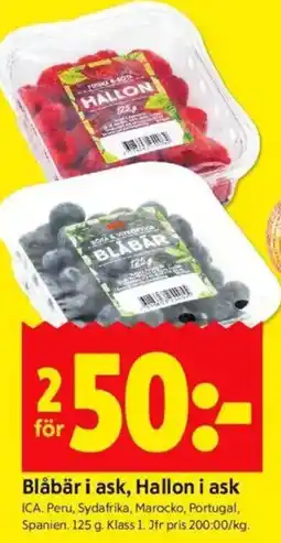 ICA Kvantum Blåbär i ask, Hallon i ask erbjuda