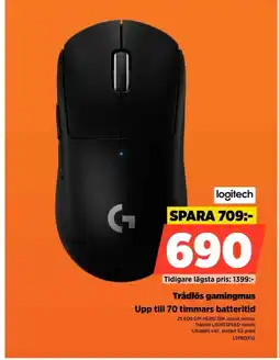 Power Logitech trådlös gamingmus upp till 70 timmars batteritid erbjuda