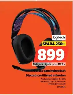 Power Logitech trådlöst gamingheadset discord-certifierad mikrofon erbjuda