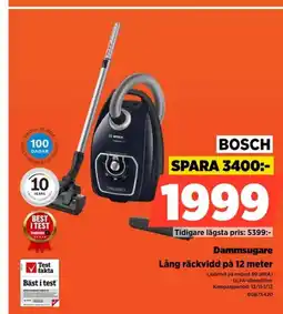 Power Bosch dammsugare lång räckvidd på 12 meter erbjuda