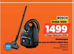 Power BOSCH Dammsugare Devereras med ett effektivt HEPA-filter erbjuda