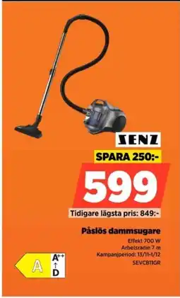 Power Senz påslös dammsugare erbjuda