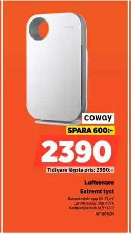 Power Coway luftrenare extremt tyst erbjuda