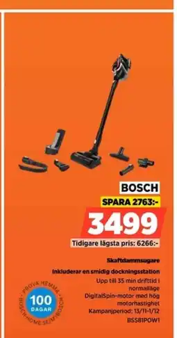 Power BOSCH Skaftdammsugare Inkluderar en smidig dockningsstation erbjuda