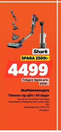 Power Shark Skaftdammsugare Tömmer sig själv i 45 dagar erbjuda