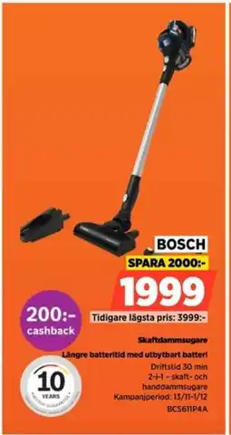 Power BOSCH Skaftdammsugare Längre batteriti erbjuda