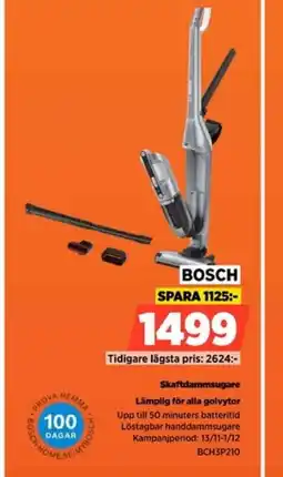 Power BOSCH Skaftdammsugare Lämplig för alla golvytor erbjuda