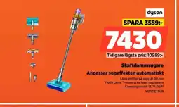 Power Dyson skaftdammsugare anpassar sugeffekten automatiskt erbjuda