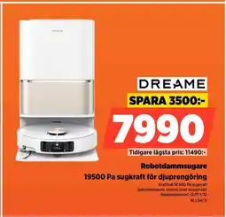 Power Dreame robotdammsugare 19500 pa sugkraft för djuprengöring erbjuda