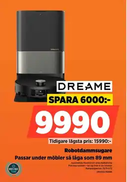 Power Dreame robotdammsugare passar under möbler så låga som erbjuda