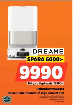 Power Dreame robotdammsugare passar under möbler så låga som erbjuda