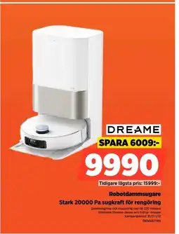 Power Dreame robotdammsugare stark 20000 pa sugkraft för rengöring erbjuda