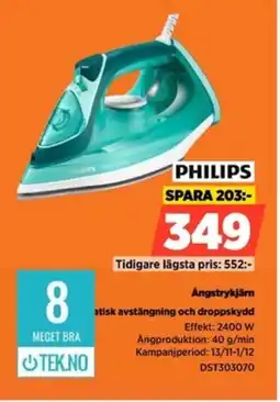 Power PHILIPS Angstrykjärn atisk avstängning och droppskydd erbjuda