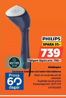 Power Philips klädångare eliminerar bakterier och lukter från kläderna erbjuda