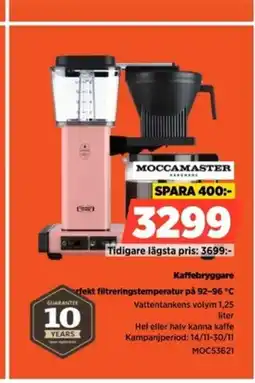 Power Moccamaster Kaffebryggare rfekt filtreringstemperatur på 92-96 °C erbjuda